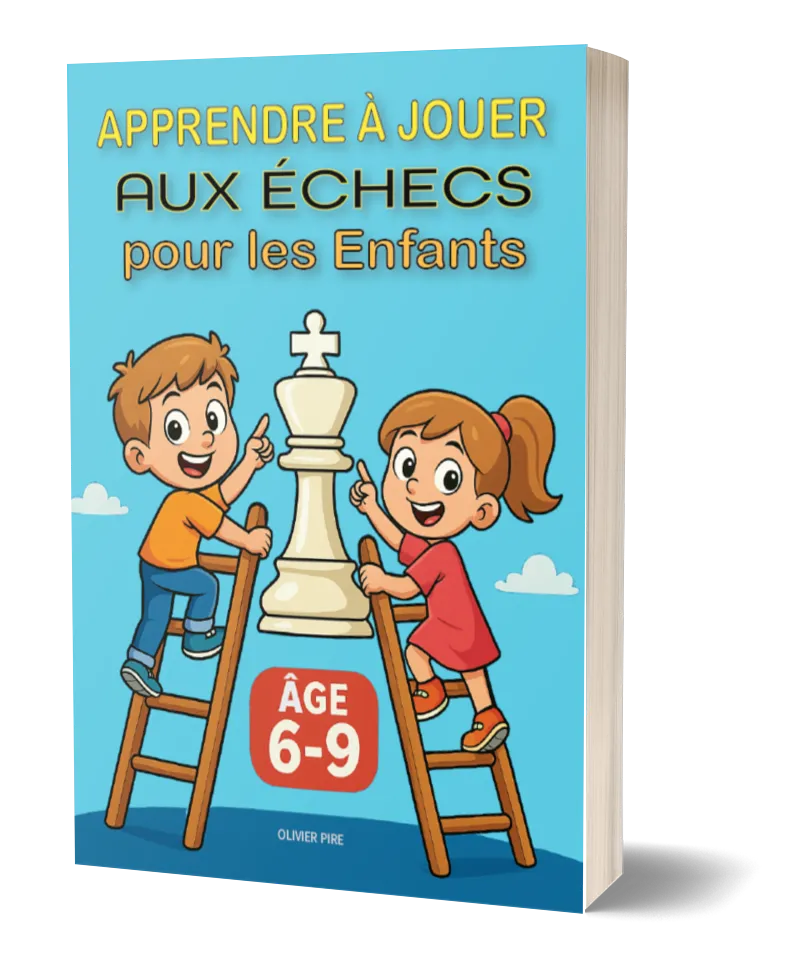 Enfant apprenant les échecs grâce au livre "Apprendre à Jouer aux Échecs pour les Enfants de 6 à 9 ans