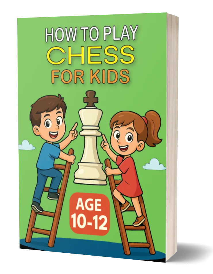 A child aged 10 solving chess puzzles from a beginner chess book